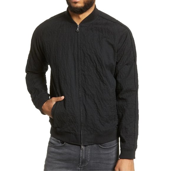 John Varvatos Men's Ricardo Palm Trees Beaded Glass Bomber Souvenir Jacket Black - Picture 2 of 8